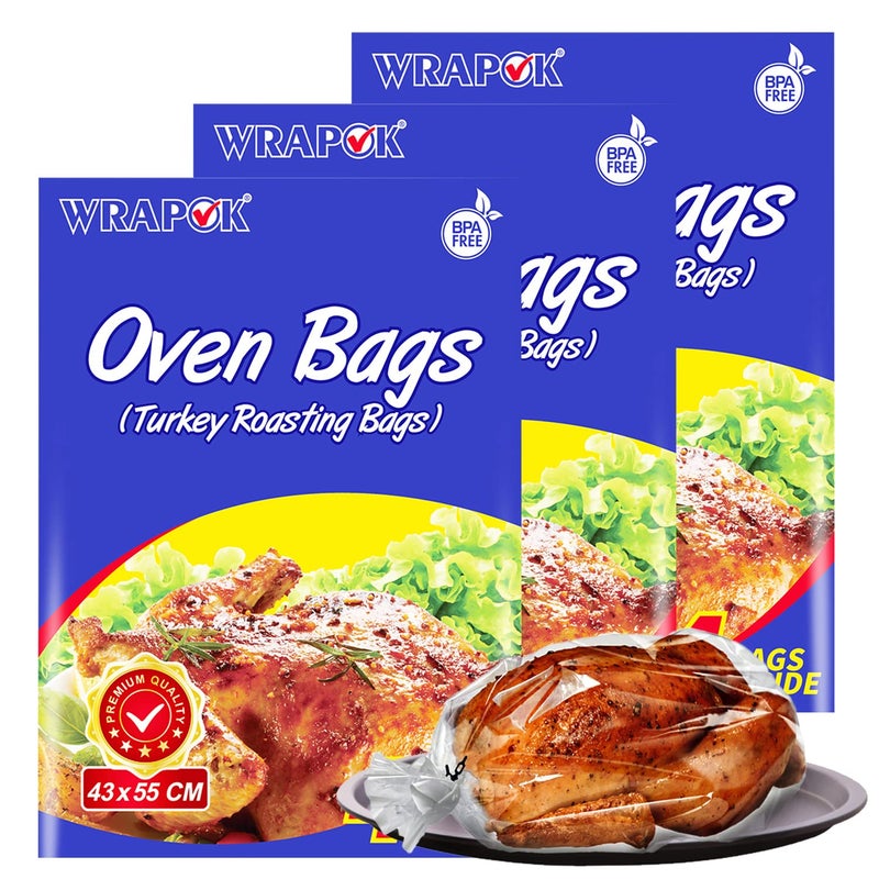 WRAPOK Oven Cooking Turkey Bags Large Size Ribs Baking Roasting Bags No Mess For Chicken Meat Ham Poultry Fish Seafood Vegetable - 12 Bags (17 x 21.5 Inch) - Image 1